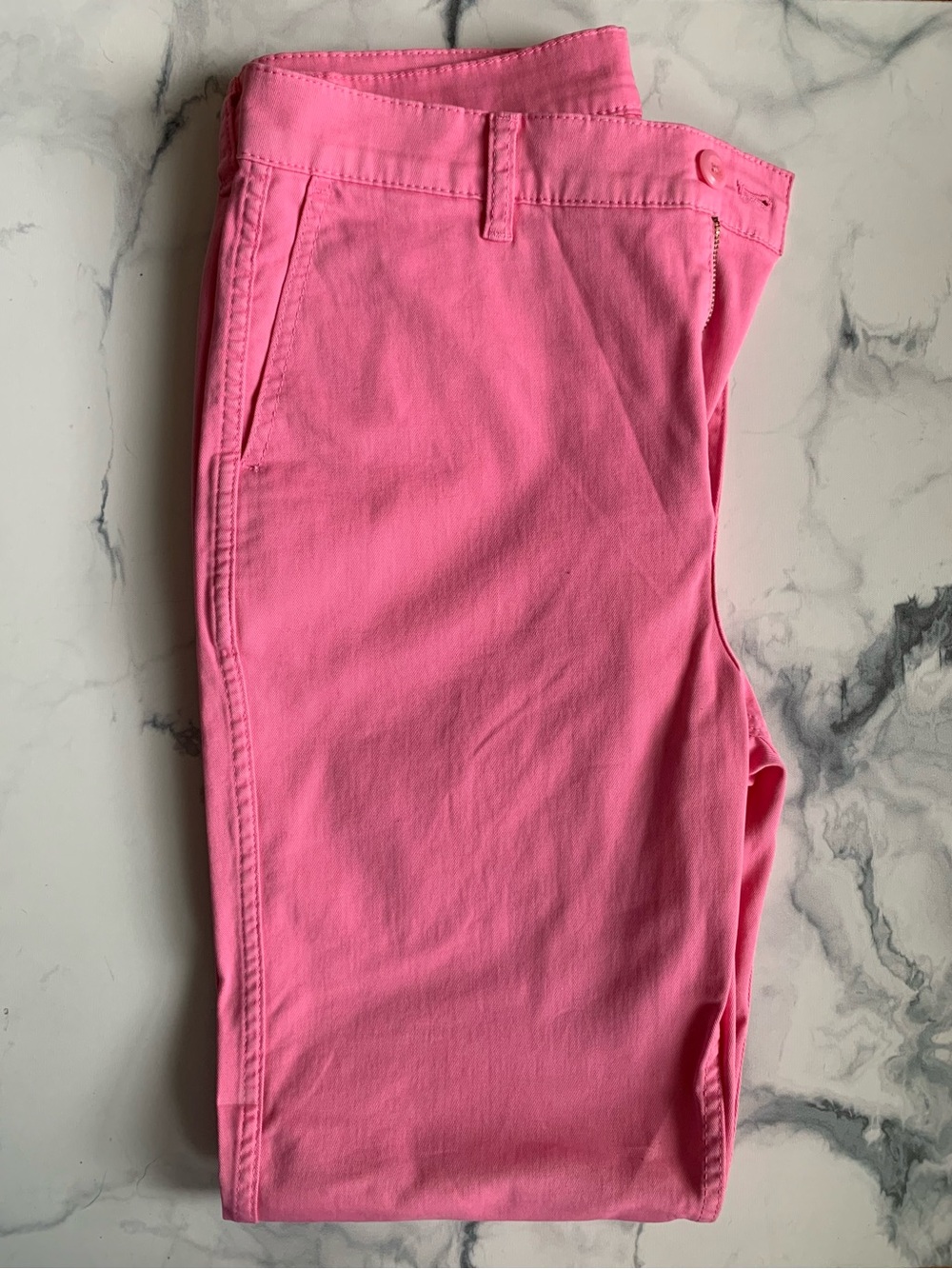 J.CREW Women's Pink Twill Cotton Blend Flat Front Straight Chino Pants Solid 28"